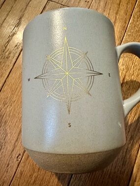 Fringe Studio Light Gray Compass Mug with Gold Accent